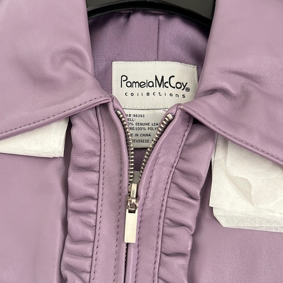 Pamela McCoy Fully lined Lavender ruffled leather jacket. New!! - Picture 6 of 6